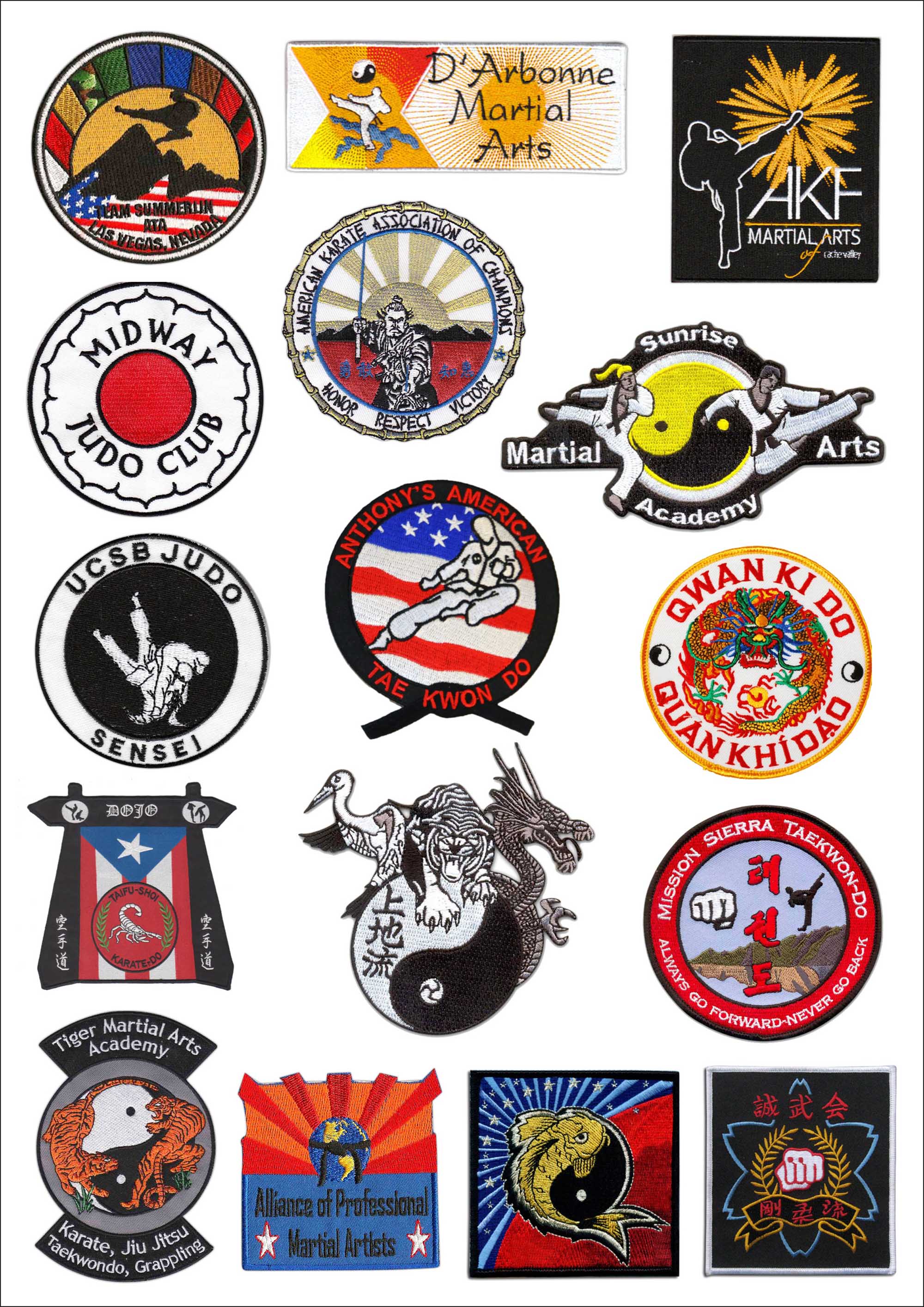 Embroidered Martial Arts patches 