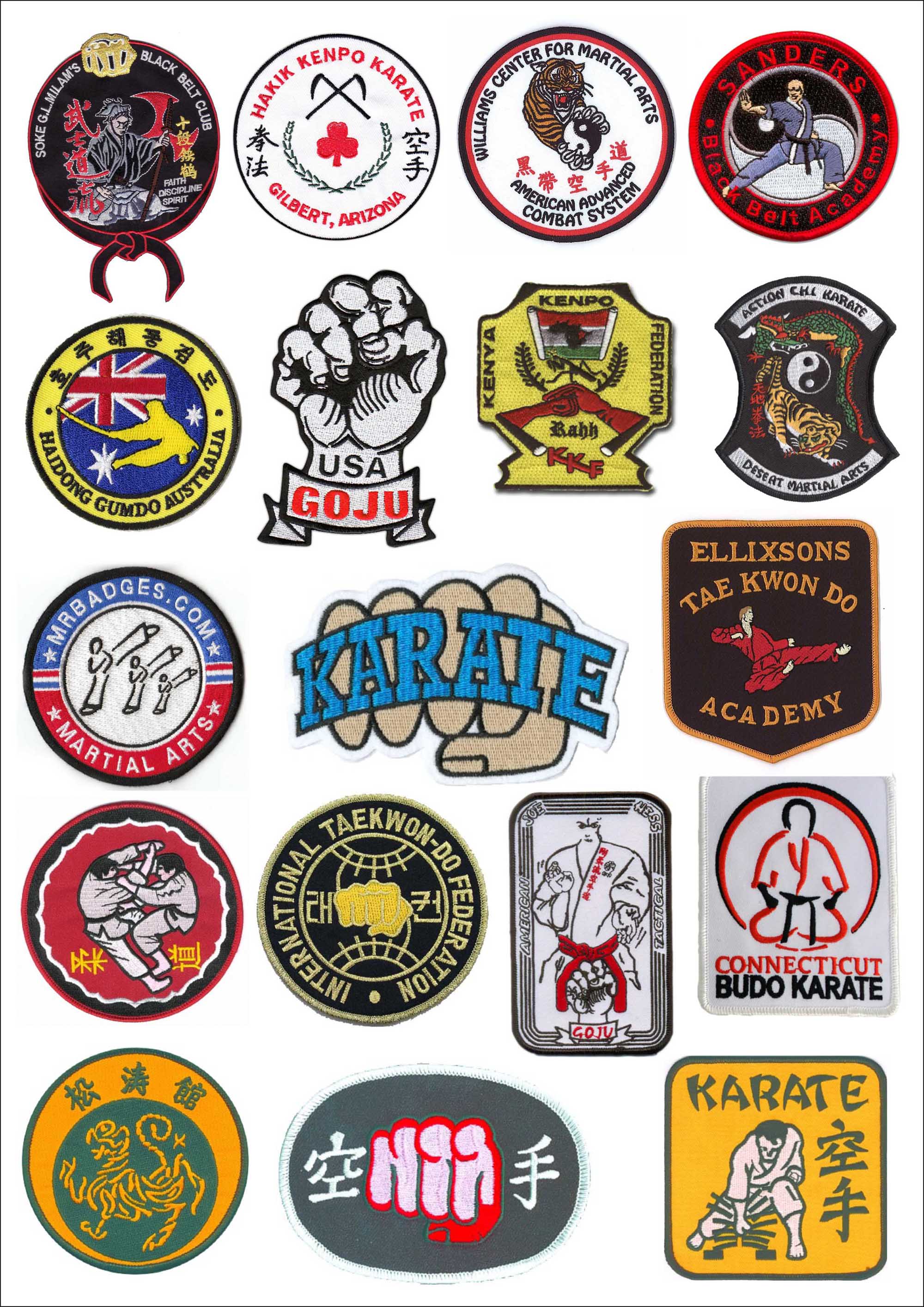 Embroidered Martial Arts patches 