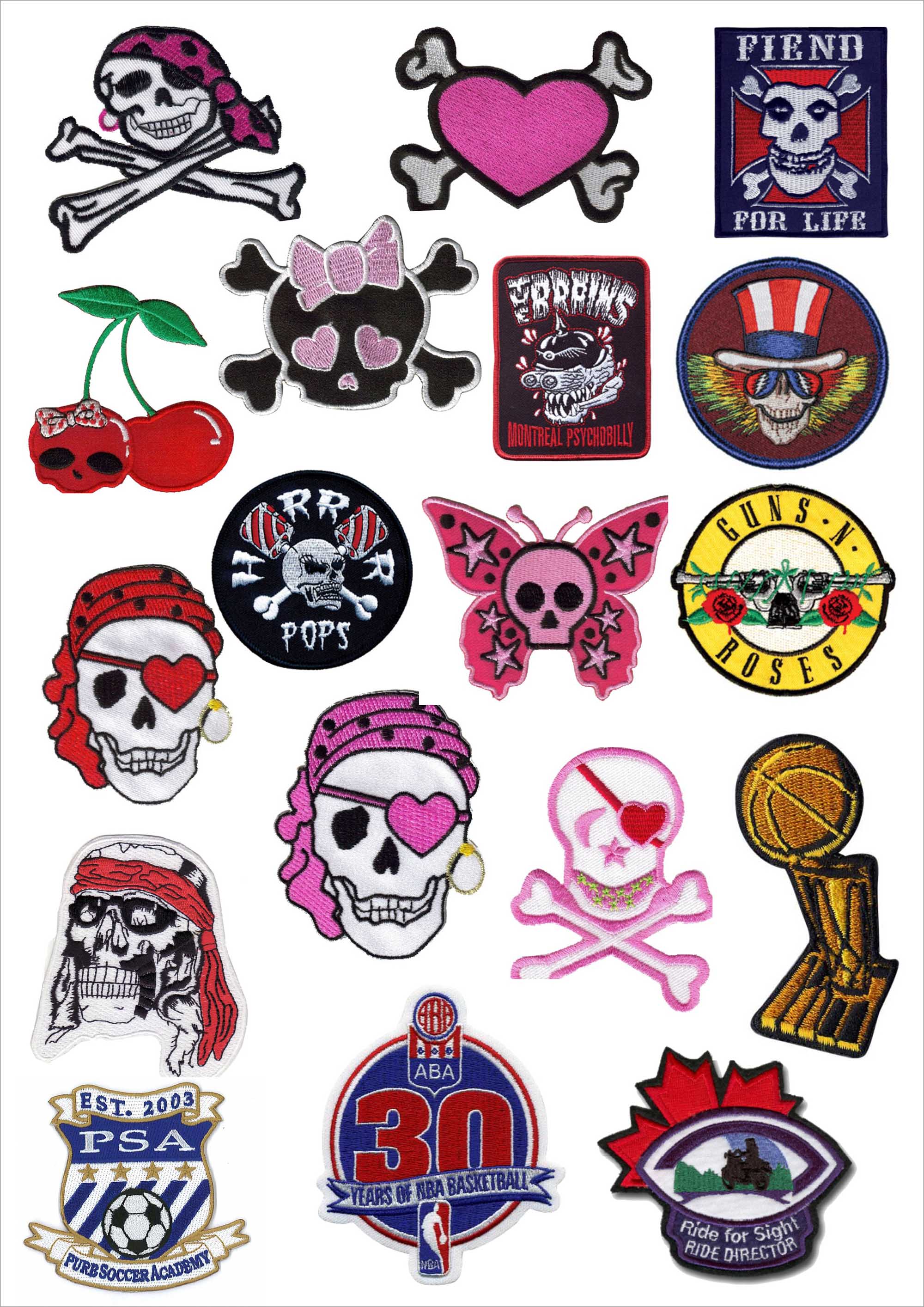 Embroidered skull patches  